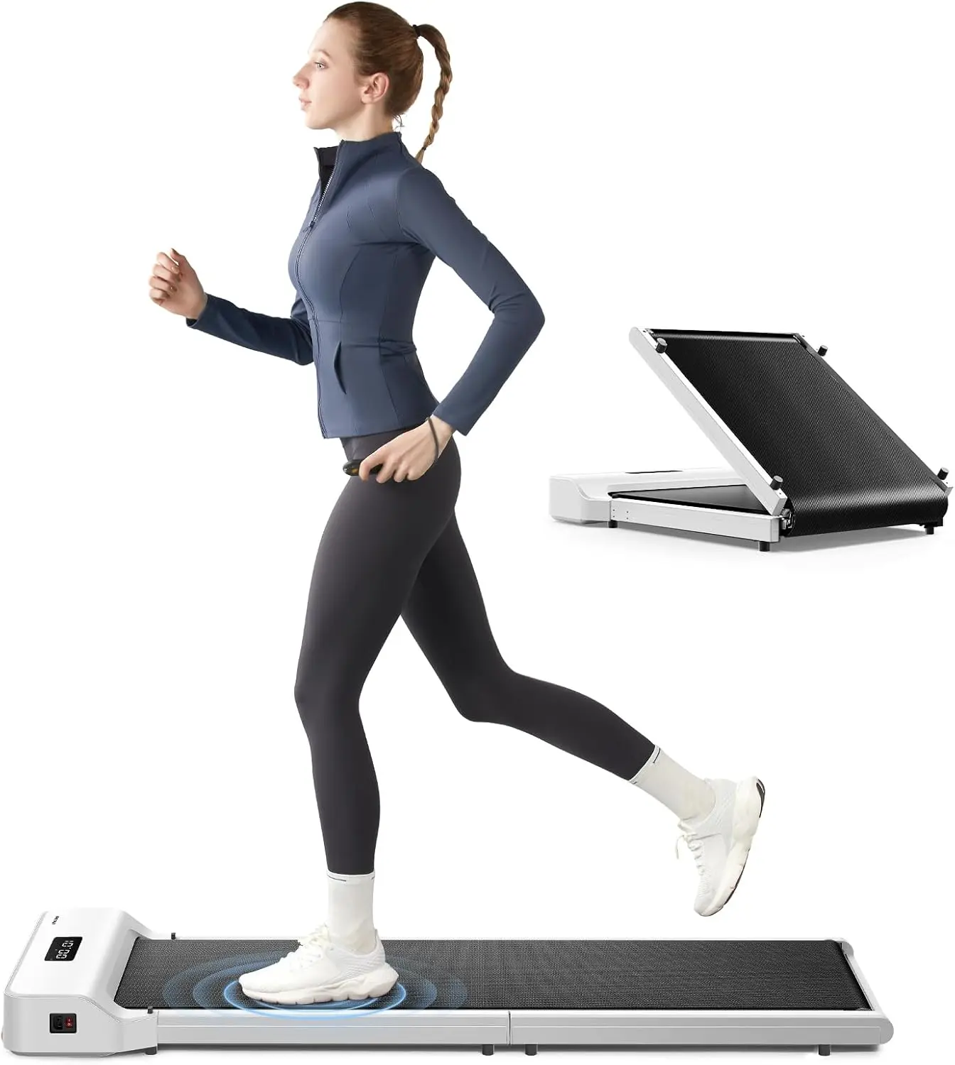 WalkingPad Z1 Sturdy Walking Pad - Under Desk Treadmill with Patented 180° Inward-Folding Structure for Compact Storage, Built-In Transport Wheels for Home/Office Vertical Wall Placement or Sliding Under Sofas/Beds, Ideal for Quality-Life Seekers