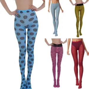 Women Stockings, Thin Elastic Dots Swirl Print PantyhoseFit Socks Tights for Club Party