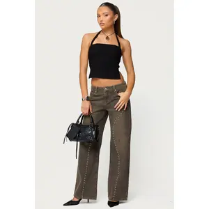 Charliza Stud Low Rise Baggy Jeans