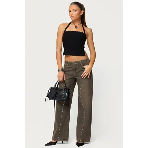 Charliza Stud Low Rise Baggy Jeans