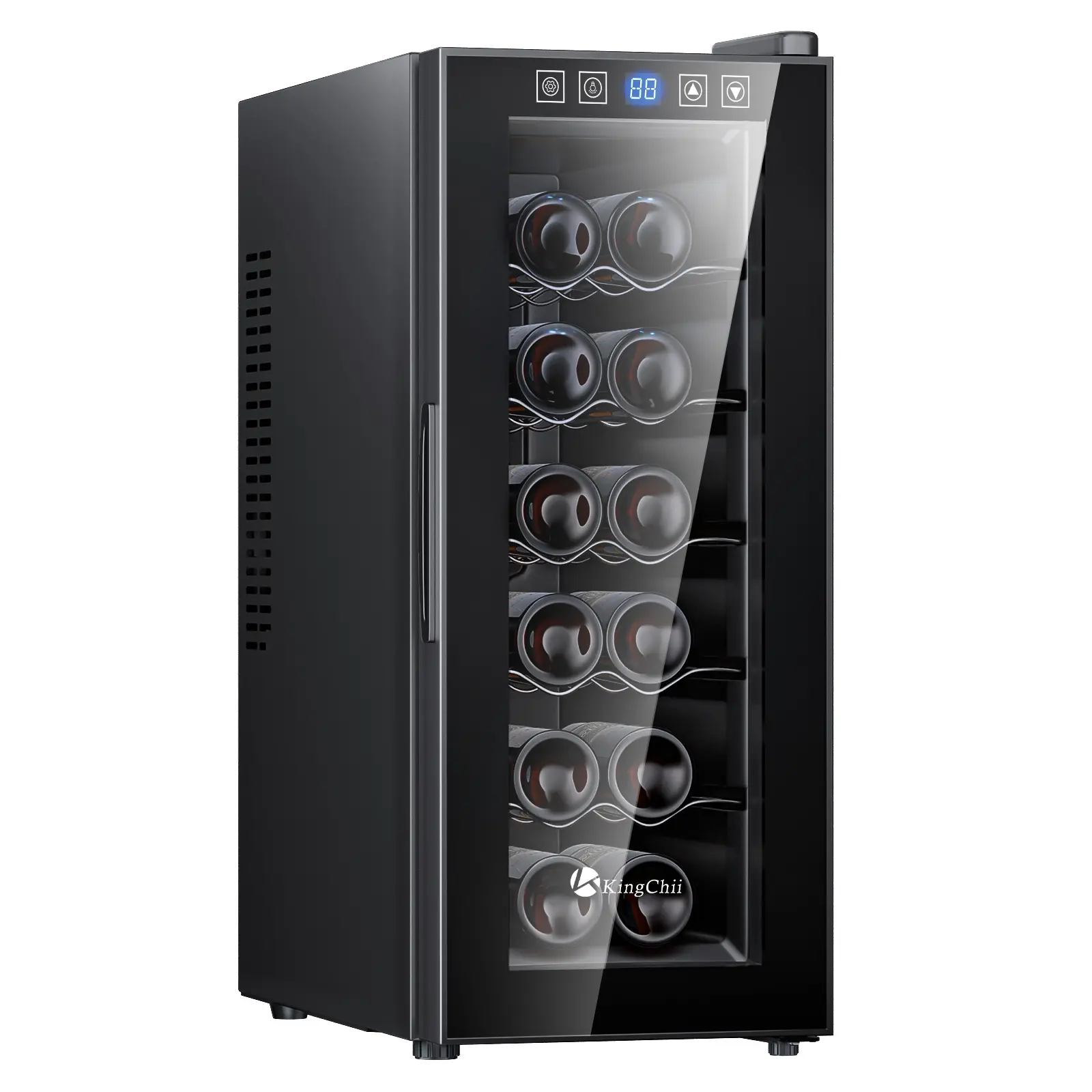 KingChii 12-Bottle Thermoelectric Mini Cooler Beverage Refrigerator with Advanced Cooling Technology - Stainless Steel & Tempered Glass for Wine, Beer, Home, Office, Cooler Beverage Refrigerators
