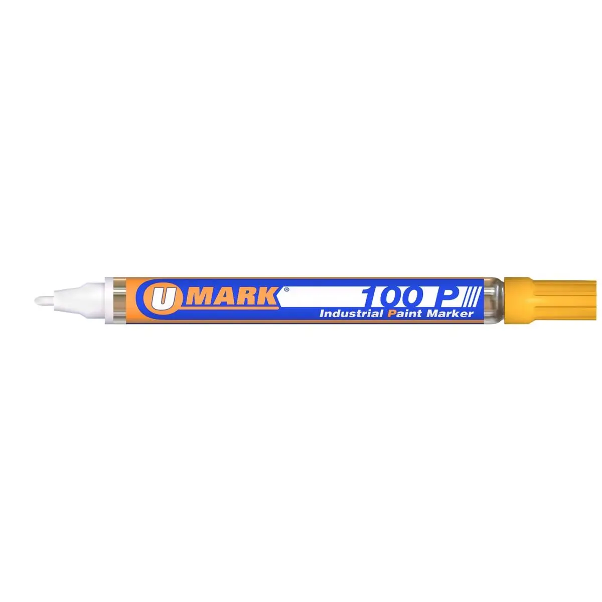 U-Mark 100P Fine Line High Performance Industrial Paint Marker, Yellow, Heavy Duty, Aluminum Barrel, Outdoor Durability