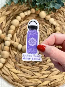 Purple Emotional Support Water Bottle Sticker, Funny Hydration Quote, Mental Health Sticker, Purple Pastel Aesthetic Sticker, Anxiety Decal