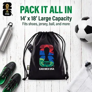 Get ready for the 2026 FIFA World Cup with this officially designed drawstring bag! Whether you're heading to the stadium or showing your pride on the streets, this bag comes in both classic black and vibrant colors