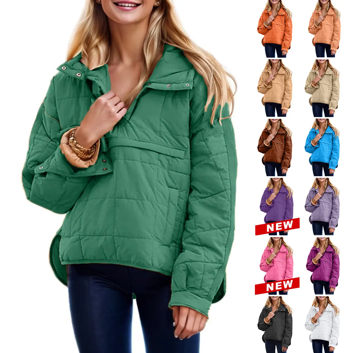 Tanming Women's Oversized Hooded Collared Long Sleeve Puffer Coat - Lightweight Quilted Cozy Pullover, Minimalist Casual Basic Outerwear for Fall & Spring, TikTokShop Black Friday,summerwins