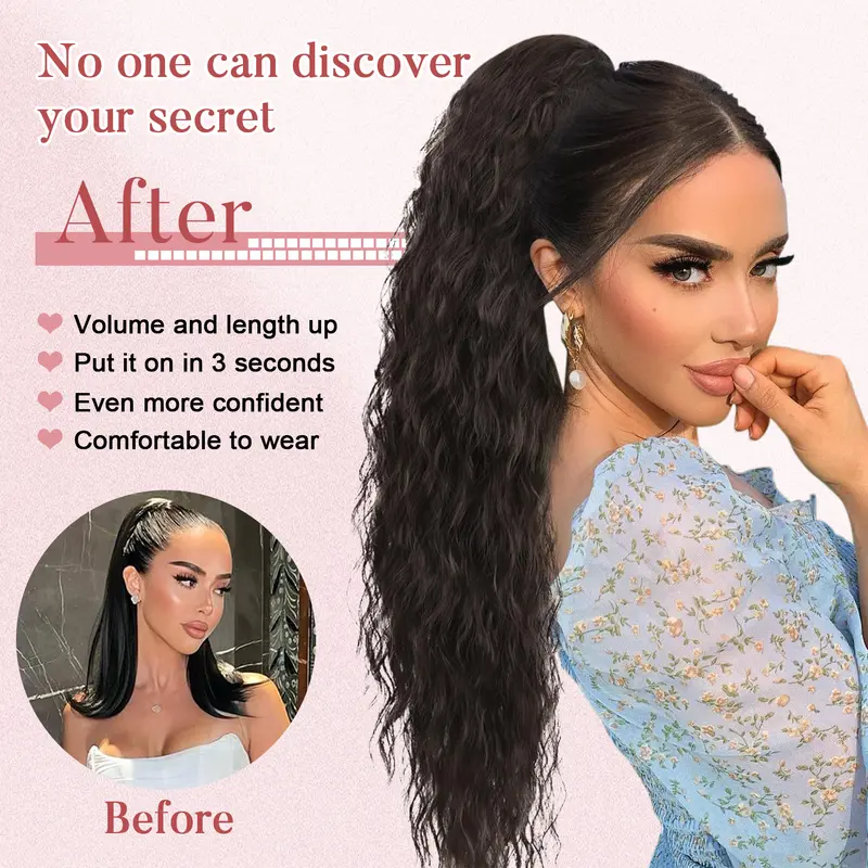 FXMONGYI 30 Inch Claw Long Wavy Ponytail Extension Curly  display picture 2