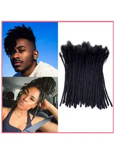 [Human Hair Dreadlock] Real Human Hair 30 Strands 0.6cm Loc Extensions - Full Handmade Permanent Dreadlock Extensions - Can Be Bleached Dyed Curled 4-16inch For Man/Women