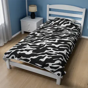 Black and White Animal Print Velveteen Plush Blanket, Ultra-Soft, Customizable, and Cozy for Home or Gifts heating level valentines day birthday present 6  day  star  blanket blankets cold gift