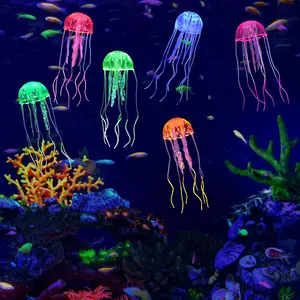 6 Pack Glow Jellyfish Floating Fish  Decorations Glowing Effect   Jellyfish Ornament Aquarium Decorations (6 Colors)