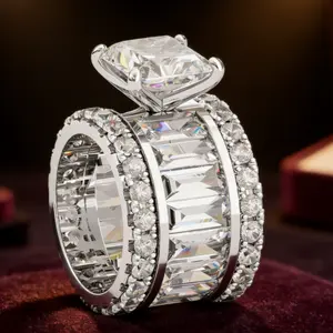 Aossio Luxury Wide Band Ring, Wear as Cocktail, Engagement, or Everyday Glamour.Perfect for Luxury Lovers & Special Occasions