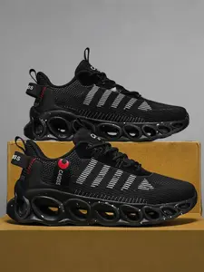 Double Layer Shock Absorption Running Shoes, Ultra-Light Cushioned Sneakers, Breathable Mesh, Unisex Couple Sports Shoes