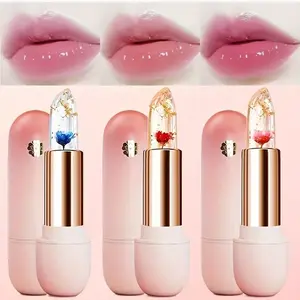 Transparent Petal Color Changing Lipstick Makeup Set ，Waterproof Long Lasting Moisturizing Lip Tint Temperature Changing Lip Glossy Cosmetic