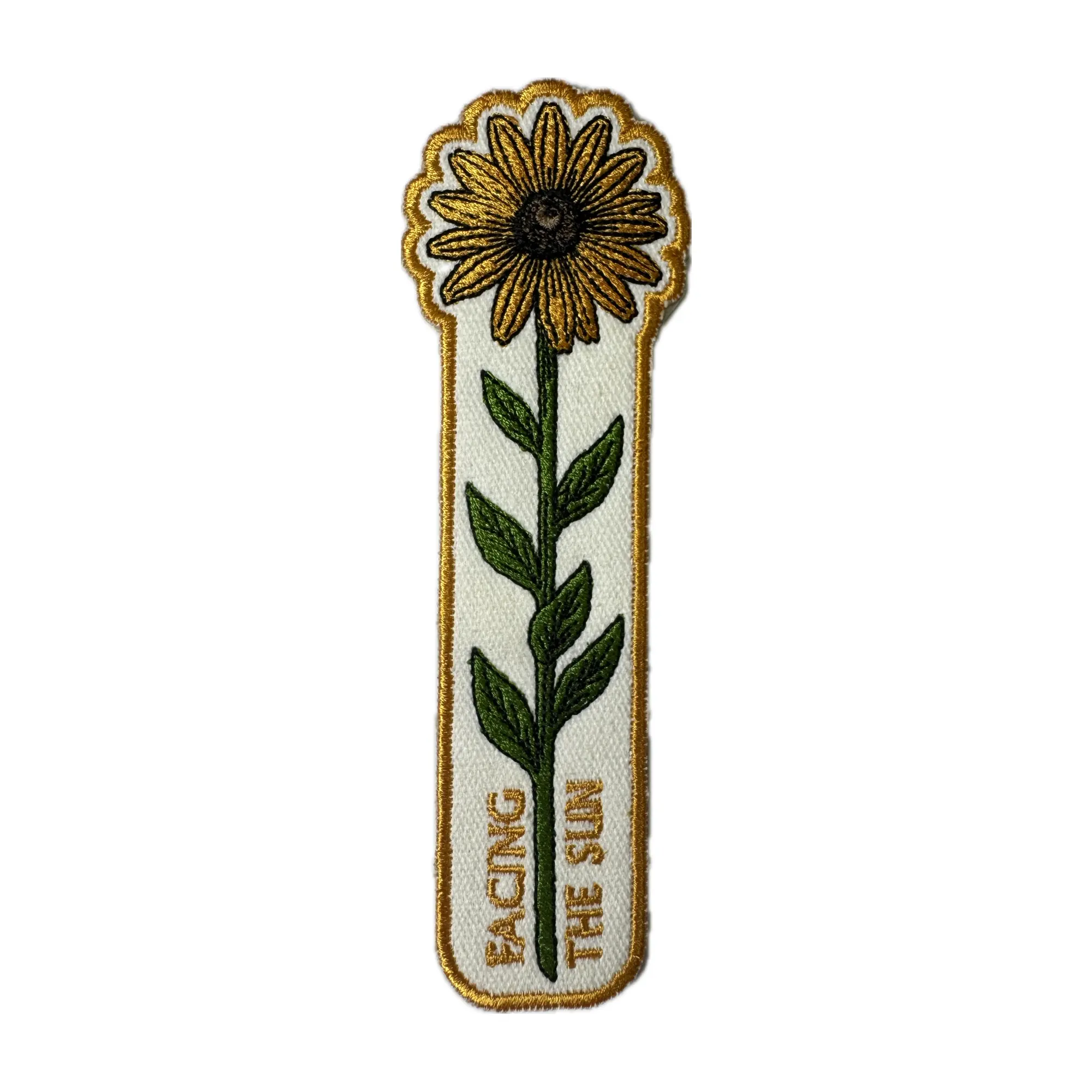 Sunflower Embroidered Bookmark | Facing The Sun Floral Patch Bookmark | Heavy Stitch Canvas Reading Gift for Book Lovers