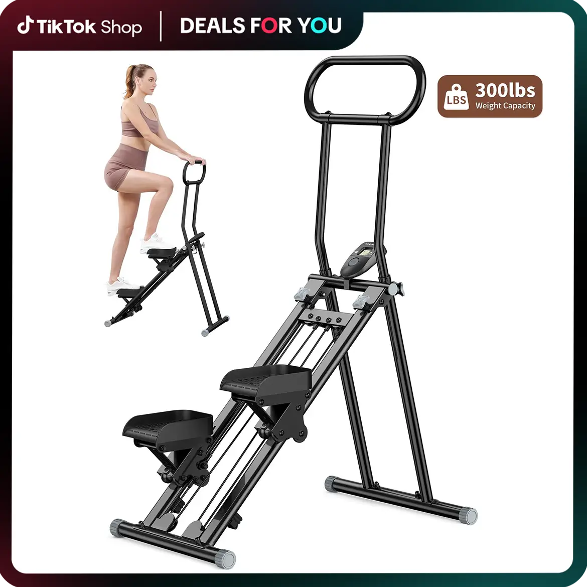 HXD-ERGO Stair Stepper Machine for Full-Body Workout with LCD Display, Adjustable Handlebars and Pedals, Perfect for Home and Office Workouts,Home Fit