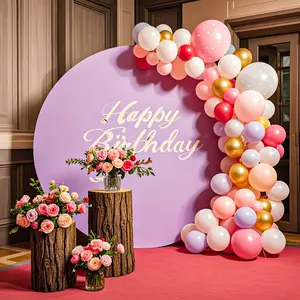 1 piece, 59-inch light purple elastic round arch backdrop fabric, Wedding arched backdrop, suitable for indoor and outdoor wedding decorations, birthday parties, garden decorations, stage decorations