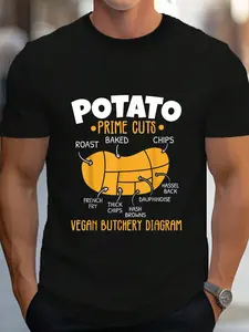 100% Cotton Potato Prime Cuts Spud Life Vegan French Fries Tater Tots T-Shirt Women's Men's Graphic Tee Crew Neck summer vacation Tops