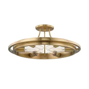 Chambers Semi-Flush Ceiling Light - Sleek Wheel-Style Design, Metal Frame