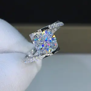 Live source Bright superflash zircon imitation Mosan gemstone angel kiss open ring female