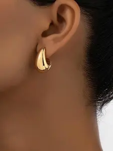 C-shaped Earrings, Fashionable Earrings for Women & Girls, Gold Industrial Earring, Casual Jewelry for Party, Daily Clothing Decor, Trendy All-match & Exquisite Jewelry for Birthday Gift