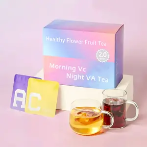 Beauty Tea Morning VC Night VA Tea 200g 20pcs Caffeine Free 10packs VC Tea 10packs VA Tea  Prickly Pear Lemon Kumquat Rose Monkfruit Hawthorn Red Date Pear Cubes Mulberry Black Wolfberry Poria Coco Longan Tangerine Peel Red Dates Rose Wolfberry - Beverage