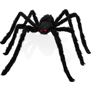 Halloween Decorations Giant Spider, 6.6 Ft Fake Halloween Decor Spiders Large, Furry Spiders for Outdoor Indoor Yard Home Costumes Party House Décor