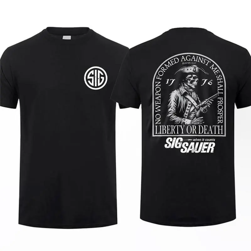 Men's Graphic Tshirt with Liberty or Death 2-Sided Print, 100% Cotton Casual Menswear, Sizes S-5XL, Shortsleeve, Tee, Round Neck, T-Shirt, Tops, Crew Neck, Casual Wear, Bold Prints, Two-Sided