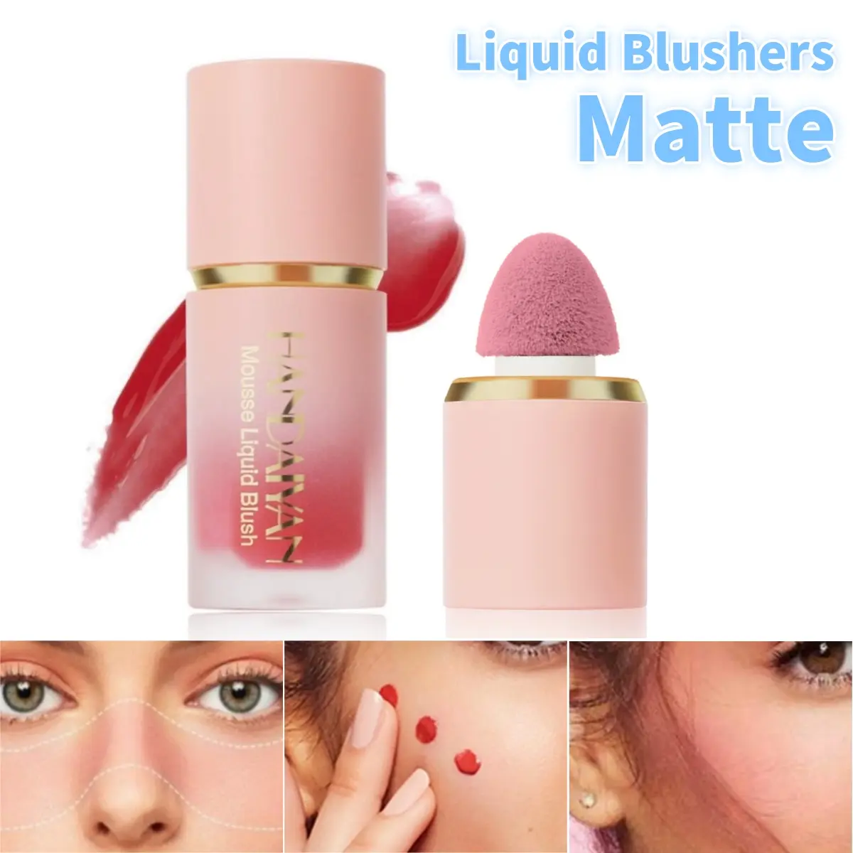 Handaiyan Liquid Matte Blusher - Lightweight Cosmetic, Durable Blendable Formula, Acne-Safe, Foundation-Compatible, Smooth for All Skin Types, Glass Bottle, Ideal for Travel & Dating, Perfect for Lazy Beauty Newcomers Quick Touch-Ups, Long Lasting, Any