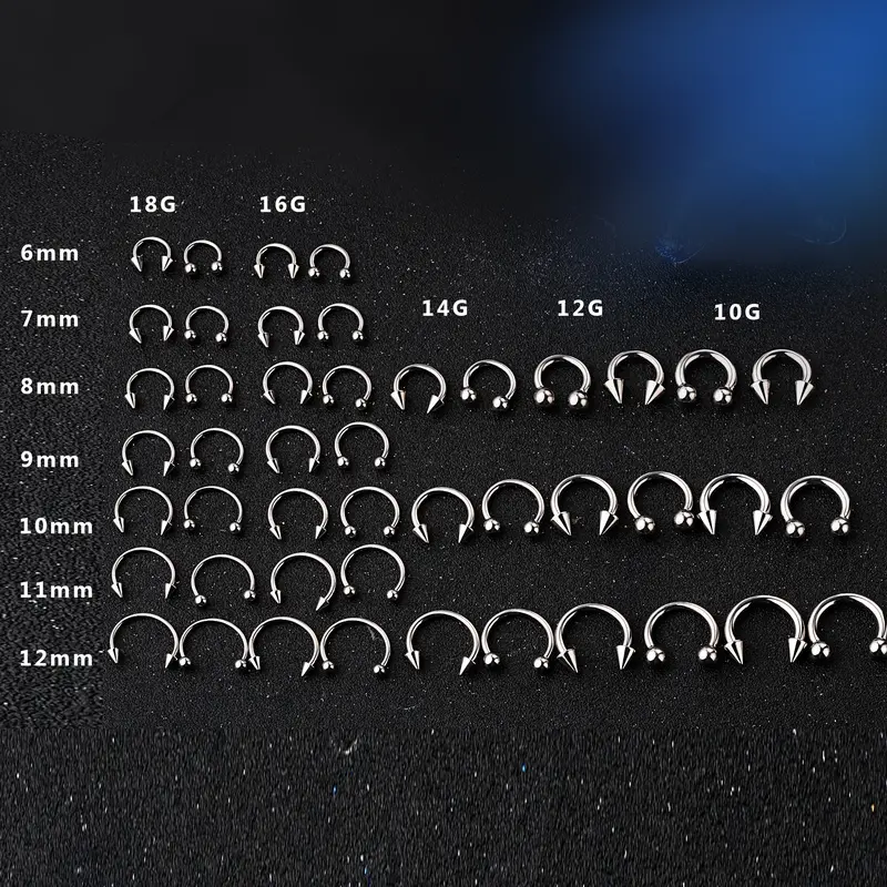 thumbnail image 2 of PVD Plated Internally Threaded Horseshoe Barbell – 316L Surgical Steel, Black, Multiple Gauges & Diameters 2 of 5