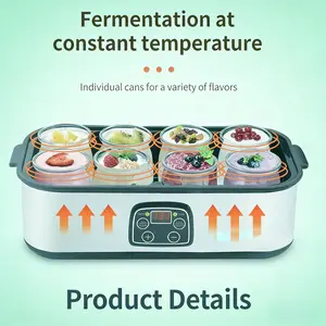 Electric Yogurt Maker Machine, 8 Jars Stainless Steel Yogurt Fermenter with 5 FREE Gifts: Bottle Opener, Egg Separator, Dish Sponge, Cleaning Cloth, Jam Spreader