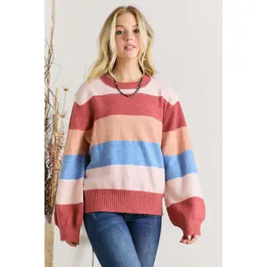 Striped Relaxed Crew Neck Sweater