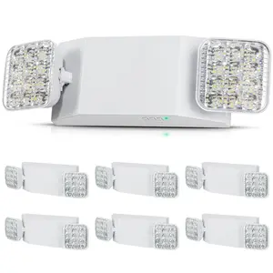 【Father's Day】VEVOR 6 Pack Commercial Emergency Light,  , 3W, White LED Emergency Exit Lighting Fixtures with 180 Minutes Backup Battery Adjustable 2 LED Square Head, Ceiling or Wall Mount for Business Power Outages