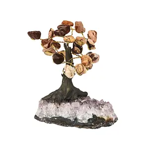 JTV Zebra Jasper Gemstone Tree with Quartz Base