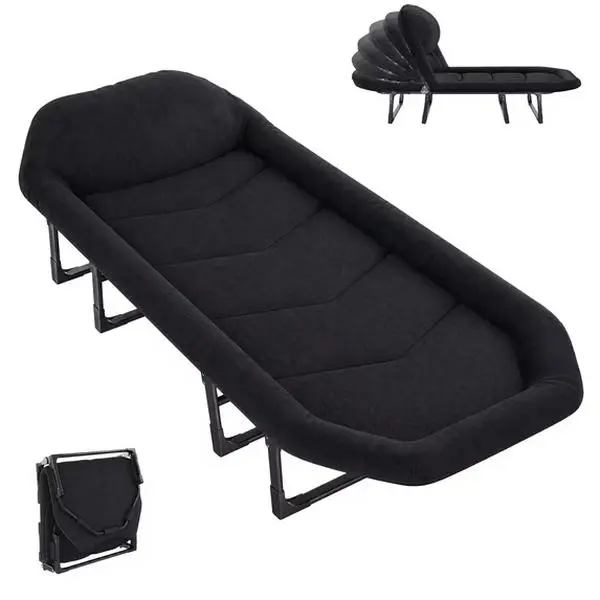 Folding Camping Cot for Adults with Headrest & Mattress, 71 Inch Portable Sleeping Bed for Camping, Travel