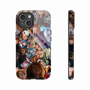 Chucky Horror Movie Vinyl Decal iPhone Case Compatible with iPhone 11/12/13/14/15/16 (Pro Max/Plus) for Horror Fans Collectors Halloween