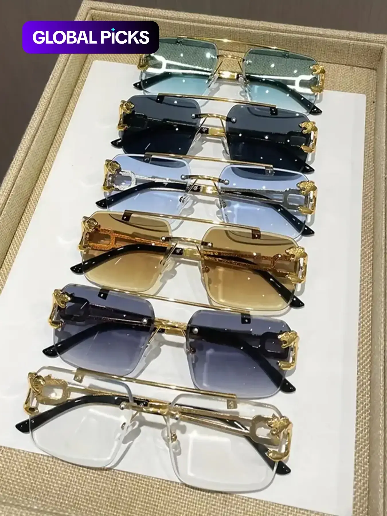 Cool Men's Metal Rimless Sunglasses, Trendy Casual Tinted Lens Frames Sunglasses for Everyday Use, Fashion Eyeglass Accessories for Outdoor Activities, Rimless Shades