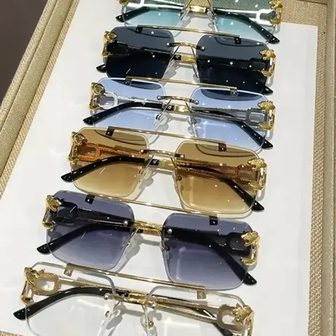 【Black Friday】Cool Men's Metal Rimless Sunglasses, Trendy Casual Tinted Lens for Everyday Use, Fashion Eyewear Accessories for Outdoor Activities, Street Style Shades, Stylish Rimless Shades