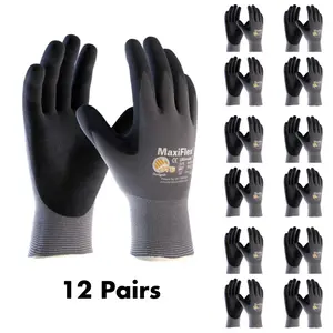 MaxiFlex 34-874 Ultimate Gloves (Pack 12) - Unmatched Precision, Superior Comfort, and Exceptional Durability for All Your Tough Jobs, Ideal for Industrial Work, Construction, and DIY Projects