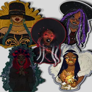 Witch-tober Vinyl Stickers - 5 Diverse Witch Character Set, Suitable for Water Bottles, Laptops