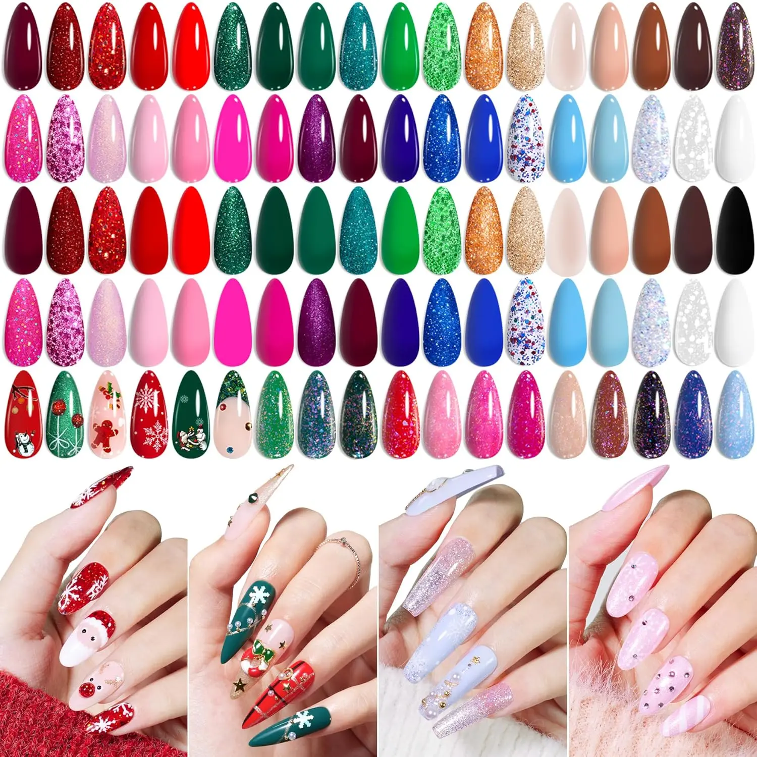 Beetles Christmas Gel Nail Polish Set –  Red Green Glitter Gel Polish, Soak Off UV LED Winter Long Lasting Nail Gel Kit for Manicure Gifts for Women Black Friday Winter Nail Christmas Gift