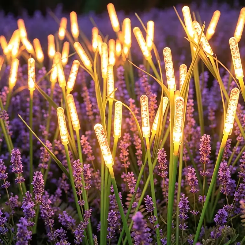 Set of 5, Solar-Powered Outdoor Garden Stake Lights, Reed-Style Garden Decorative Lights, Waterproof for Outdoor Use, Summer Camping Decorative Lights, Ideal for Outdoor Flower Beds, Lawns, Garden Paths, Patios, Pond Edges, and Garden Decor