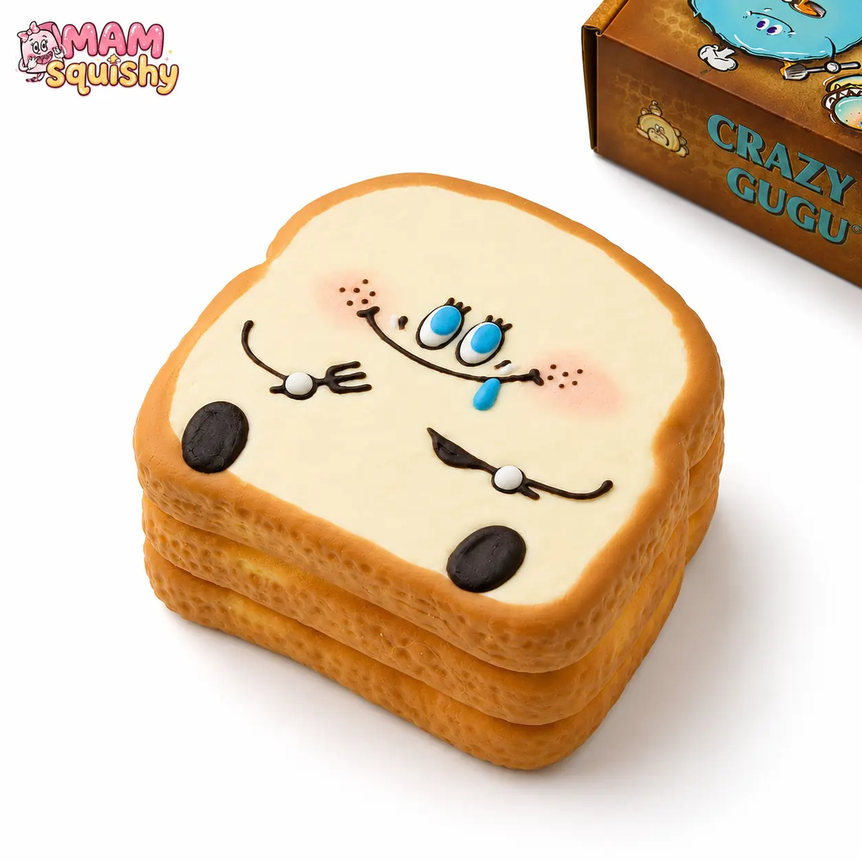 MAM Mini Raw Dough Toast Taba Squishy,Super Soft Slow Rising Bread-Shaped Fidget Toy, Cute Realistic Food Squishies, Stress Relief Sensory Toy for Kids & Adults, Ideal Gift & Party Favor