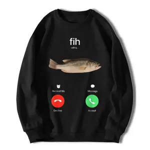100% Cotton Fih Calling Remind me Message Decline Accept Phone Call Fish T-Shirt