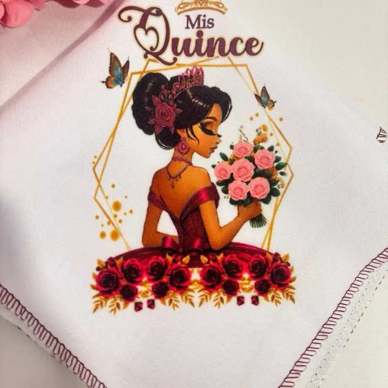12pcs Quinceañera napkins, party favors 12x12”