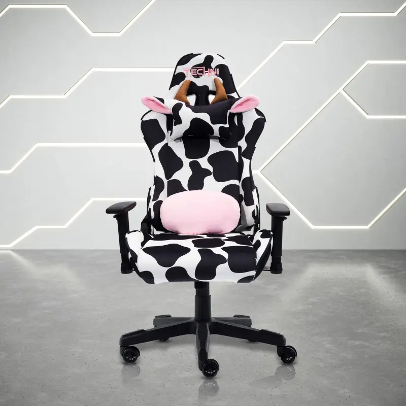 COW Print Gaming Chair, Comfortable Video Gaming Desk Chair, Office Chair