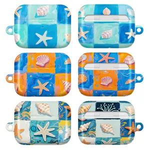 Seashell Starfish AirPods Case – Colorful Ocean Tile Art Cover with Shells & Fish for Apple AirPods Pro/Pro 2/Pro 3 & AirPods 1/2/3/4 | Beachy Coastal Summer Aesthetic Earbud Case, Cute Gift for Her Him