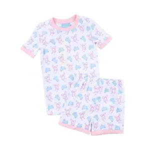 Bunnies & Bows Short Pajamas - Girls Spring Short Sleeve PJ Set