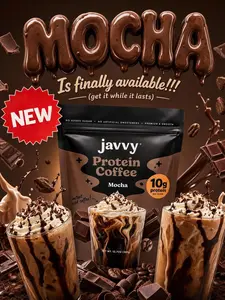 Javvy Mocha Protein Iced Coffee - Premium Whey Protein & Instant Iced Coffees - 100% Natural Cold Brew - Zero Artificial Flavors & Sweeteners, 80 mg Caffeine Per Serving, No Added Sugar, 20 Servings
