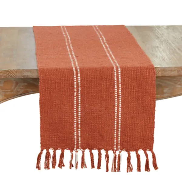 Saro Lifestyle 3711.I1672B Stitched Line Table Runner - Ivory, Home Kitchen Table Decor, Neutral Look