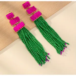 Pink and Green Earrings