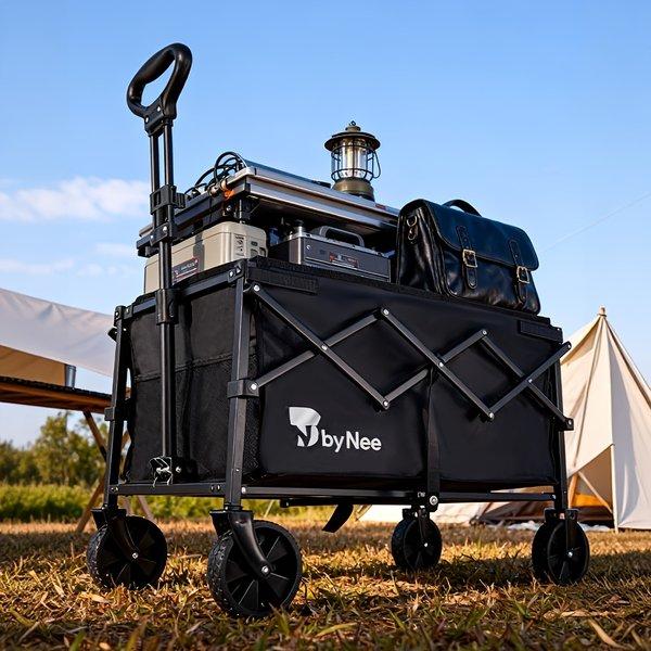 Foldable Outdoor Wagon Cart – Heavy Duty All Terrain Wheels, High Capacity Utility Trolley for Camping, Beach, Picnic & Shopping